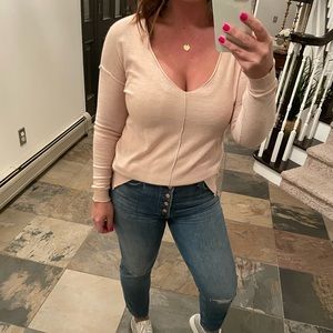 Light pink v-neck sweater